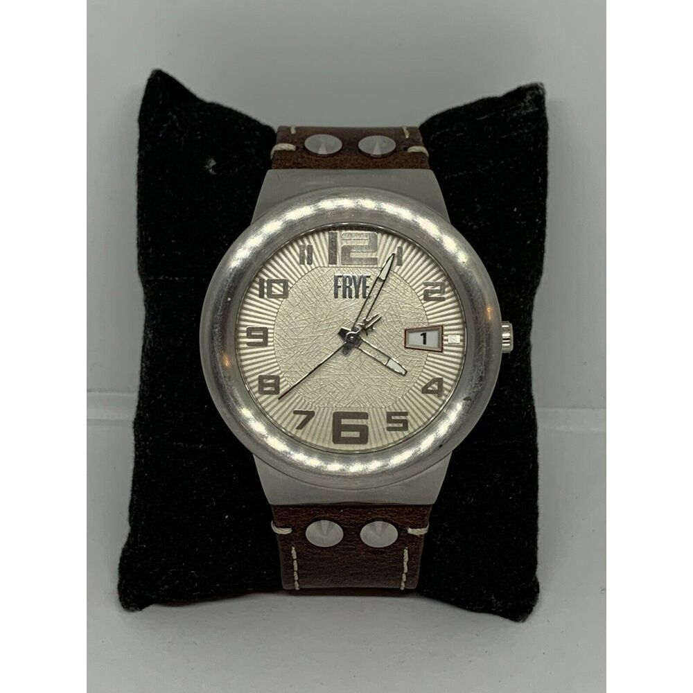 FRYE FR00004-02 Men's Brown Leather Analog Cream Dial Quartz Wrist Watch LW9